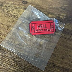 Red Admit One Ticket Pin